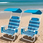 Relax Hands Free At The Beach - 2 Pack Reclining Chair With Canopy New. Price: $259.99.