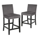 Benjara Kate 40" Wooden Counter Height Chair With Velvet Seat (set Of 2)- Gray New. Price: $262.99.