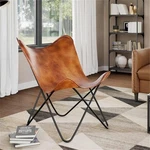 Bowery Hill Contemporary Real Leather Butterfly Chair In Brown New. Price: $157.17.