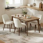 Dining Chair Set Of 4 Upholstered Fabric Wood Legs Wing Back White Garveehome New. Price: $299.99.