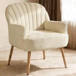 Velvet Upholstered Living Room Chairs Comfy Barrel For Beige New. Price: $163.99.