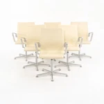 2008 Arne Jacobsen Fritz Hansen Low Oxford Desk / Dining Chairs Cream Leather 6X Used. Price: $1500.00.