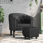 Tub Chair With Footstool Black Faux Leather New. Price: $201.35.