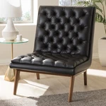 Baxton Studio Annetha Mid-century Modern Black Faux Leather Upholstered Walnut New. Price: $403.50.