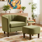 Fdw Velvet Barrel Accent With Ottoman, Modern Armchair Set... New. Price: $234.22.