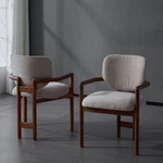Dining Set Of 2 Upholstered Arm Chairs, Rubber Wood Accent Beige New. Price: $170.00.