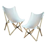 Amerihome BFCBCW2PK Canvas And Bamboo Butterfly Chair - White Piece Set New. Price: $197.09.