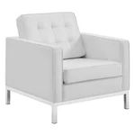 Modway Loft Tufted Vegan Leather Stainless Steel Armchair Silver/white New. Price: $410.99.