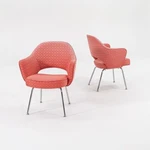 2007 Eero Saarinen Knoll Red Fabric Executive Dining Side Arm Chairs 9X Avail Used. Price: $800.00.
