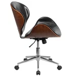 Walnut Black Faux Leather Mid Back Office Chair Bentwood Seat New. Price: $615.00.