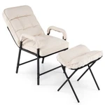 Linen Fabric Modern Accent Chair With Ottoman And Adjustable Backrest-beige Co New. Price: $123.94.
