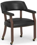 Georgio Dining And Game Chair Walnut With Black Faux Leather Casters New. Price: $171.49.