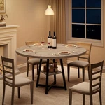 Idealhouse Round Dining Table 4-6 People 47.2" Industrial Kitchen Grey Open. Price: $174.00.