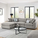 COMMIX4-PIECE Down Filled Overstuffed Boucle Fabric Sectional Sofa In Light Gray New. Price: $1700.00.