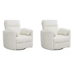 Pemberly Row Set Of 2 Modern Fabric Swivel Glider Recliner Ivory New. Price: $1699.00.