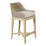 Benjara Avira 30" Barstool Chair W/ Handcrafted Mango Wood - Beige Cushion New. Price: $753.93.