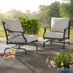 Outdoor Rocking Chairs, Cushioned Metal Conversational Patio Furniture New. Price: $270.00.