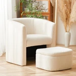 Colamy Upholstered Sherpa Barrel Accent Chair With Storage Ottoman, Morden Li... New. Price: $461.11.