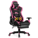 Goplus Massage Gaming Chair Reclining Swivel Racing Office W/footrest Pink New. Price: $149.99.