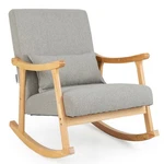 Upholstered Rocking W/ Pillow Armchair Rubber Wood Frame Grey New. Price: $129.99.