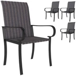 Outsunny Set Of 4 Outdoor Wicker Dining Chairs With Armrests, Brown New. Price: $179.99.