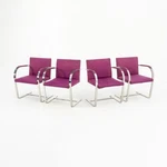1960S Set Of Four Mies Van Der Rohe Knoll Brno Stainless Flat Bar Dining Chairs Used. Price: $3600.00.
