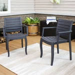 Illias Plastic Stackable Patio Armchair - Gray Set Of 2 By Sunnydaze New. Price: $189.67.