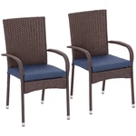 Outsunny Outdoor Dining Chairs W/ Cushion Patio Wicker Chair, Blue New. Price: $108.00.