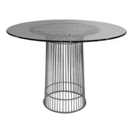 Benjara Pima 40" Dining Table- Round Tempered Glass Top- Open Padestal Base New. Price: $732.99.