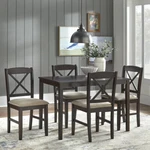 Espresso Brown 5 Pc Wood Dining Set 4 Tan Chairs Table Kitchen Dinette Furniture New. Price: $210.90.