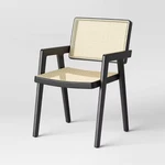 Wood Framed Woven Panel Dining Chair Black (fa) - Threshold New. Price: $110.99.