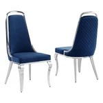 Best Quality Furniture Chrome Side Chairs Set Of 2 In Navy Blue Velvet New. Price: $453.83.