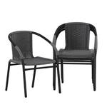 Flash Furniture Lila Modern Rattan Indoor Outdoor Stackable Dining Chairs Set New. Price: $373.96.