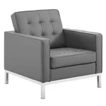 Modway Loft Tufted Upholstered Faux Leather Armchair In Silver/gray New. Price: $383.99.