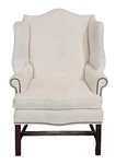 Hancock & Moore Mahogany Chippendale Style Wing Chair High Designer Fabric Used. Price: $1199.00.