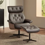Melia Chocolate Tufted Faux Leather Swivel Recliner And Slanted Ottoman New. Price: $959.98.