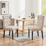 Dining Chairs Set Of 2 Tufted With Wing Design And Nailhead Trims, Beige New. Price: $154.99.