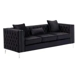 Lilola Home Lorreto Button Tufted Black Velvet Fabric Glam Sofa New. Price: $635.31.