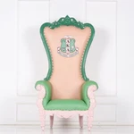 Design AKA091 Throne Chair - Pink/green New. Price: $699.00.