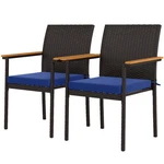 Outsunny 2 Peices Outdoor Wicker Dining Chairs With Cushions, Blue Used. Price: $52.30.