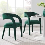 Modway Pinnacle Performance Velvet Dining Chair Set Of Two Green New. Price: $444.00.