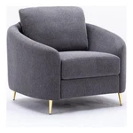 Benjara Nial 34" Accent Chair- Linen Upholstery- Pine Wood- Gray And Gold. Price: $492.99.