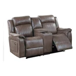 Benjara Oya 73" Power Reclining Loveseat Chair- Pull Tab Mechanism- Brown New. Price: $979.99.