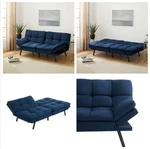 Mainstays Memory Foam Futon Blue Faux Suede Fabric Sleeper Sofa Couch Winged Arm New. Price: $272.97.