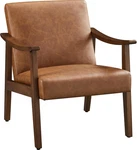 Pu Leather Accent Chair, Mid-century Modern Armchair With Solid Wood Legs, Readi New. Price: $213.99.