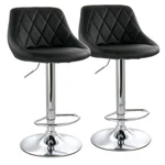 Elama 2 Piece Diamond Stitched Faux Leather Bar Stool In Black With Chrome Base New. Price: $183.74.