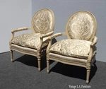 Pair Classic Henredon Silk Down Accent Chairs Large French Louis Xvi Bergere Used. Price: $1898.00.