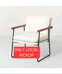 Cushioned Metal & Wood Accent Arm Chair Black/cream - Hearth Hand Open. Price: $120.03.