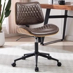 Stylish Armless Office Chair With Adjustable Height & Walnut Bentwood Back New. Price: $131.99.