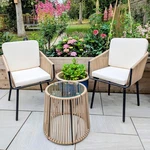 Yaheetech Tan CREAM3 Pcsoutdoor Wicker Furniture Setwithglass Table And 2 Chairs New. Price: $104.49.